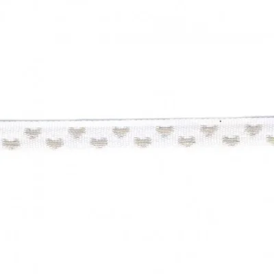 Galon surpiqué coeur 9 mm Blanc x1m