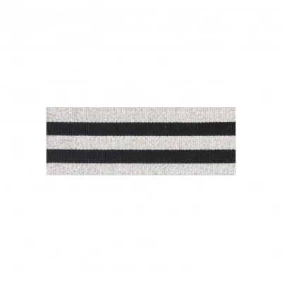 Ruban Galon rayé 30 mm Noir et argent x1m