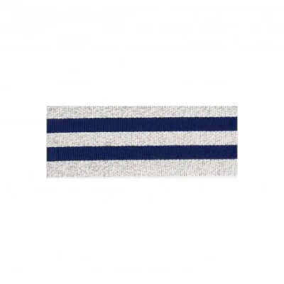 Ruban Galon rayé 30 mm Bleu Marine et argent x1m