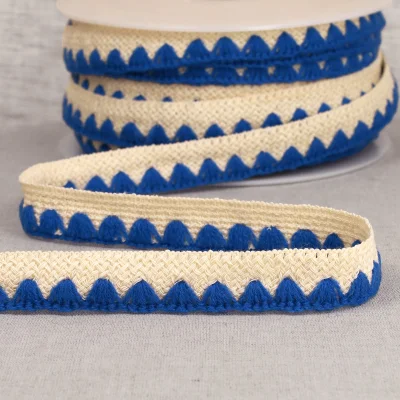 Galon Tresse pré pliée zig zag Bleu roi x1m
