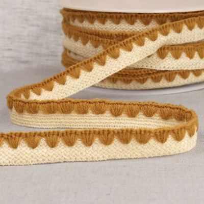 Galon Tresse pré pliée zig zag Ocre x1m