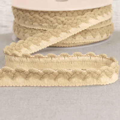 Galon Tresse zig zag 22 mm pompons Lin x1m
