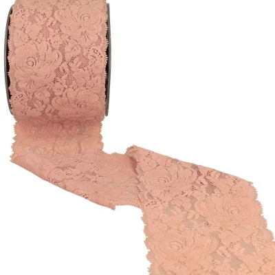 Dentelle élastique roses Rose clair - 100 mm