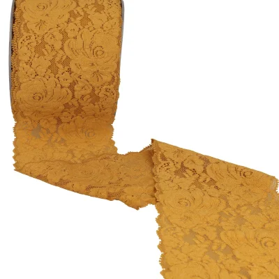 Dentelle élastique roses Cuivré - 100 mm