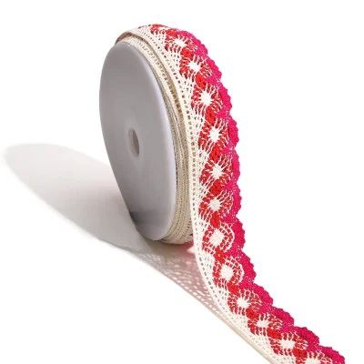Dentelle ondulations 40 mm Framboise 1xm