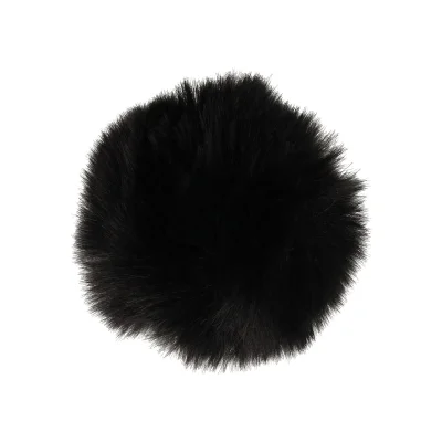 Pompon imitation fourrure 10 cm Noir x1
