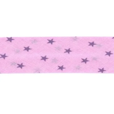 Biais étoiles Frou-Frou Rose pâle et violet