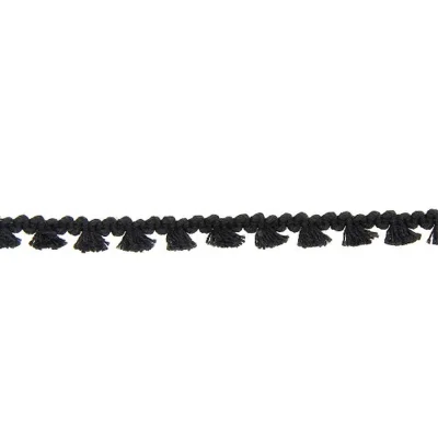 Galon pompon mini floches 8 mm Noir x1m