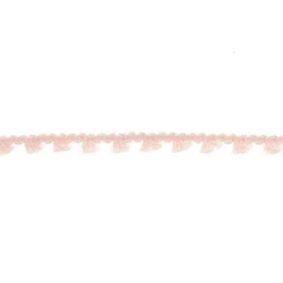 Galon pompon mini floches 8 mm Rose pâle x1m