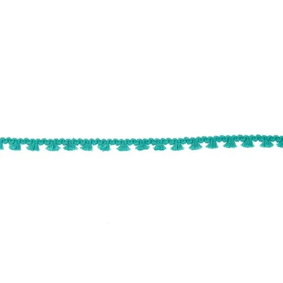 Galon pompon mini floches 8 mm Turquoise x1m