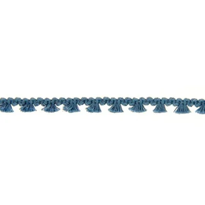 Galon pompon mini floches 8 mm Bleu ancien x1m