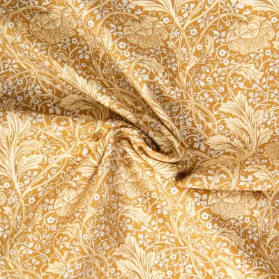 Tissu Liberty of London Tana Lawn motifs Jaune sur fond Ocre - Par 10 cm