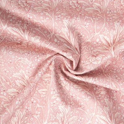 Tissu Liberty of London Tana Lawn motifs Ecru sur fond Rose clair - Par 10 cm