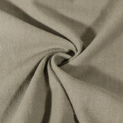 Tissu 100% Lin uni Vert kaki - Par 10 cm