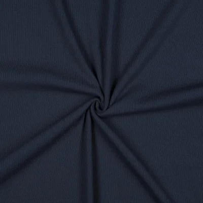 Tissu Jersey Coton côtelé uni Bleu marine - Par 10 cm