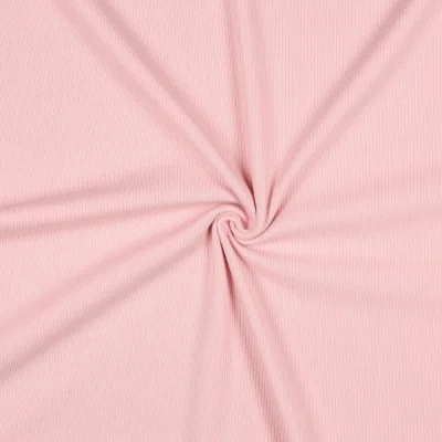 Tissu Jersey Coton côtelé uni Rose pâle - Par 10 cm