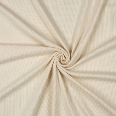 Tissu Jersey Coton côtelé uni Ecru - Par 10 cm