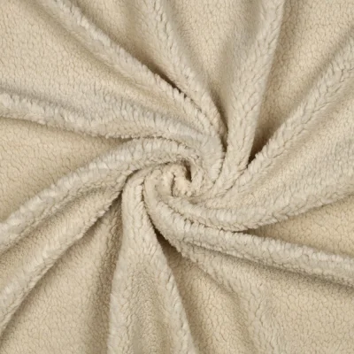 Tissu Fausse fourrure Mouton Teddy uni Ecru - Par 10 cm