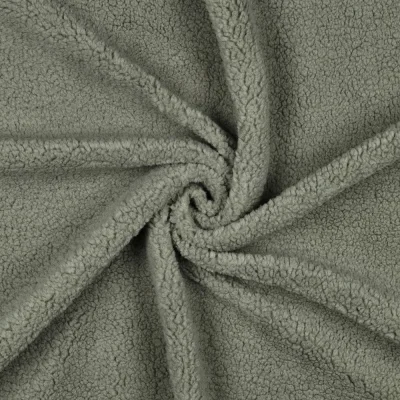 Tissu Fausse fourrure Mouton Teddy uni Vert sauge - Par 10 cm