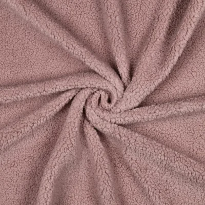 Tissu Fausse fourrure Mouton Teddy uni Vieux rose - Par 10 cm