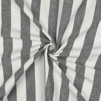 Tissu Coton Fil teint Suzy rayures Noir sur fond Blanc - Par 10 cm