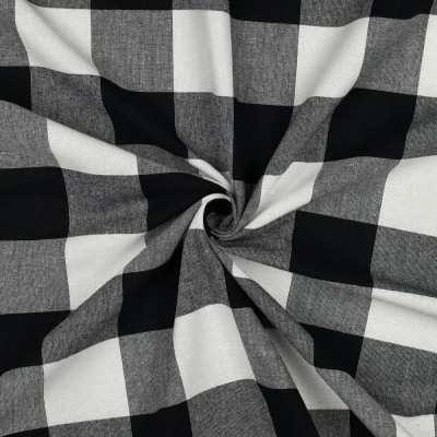 Tissu Coton Fil teint Suzy carreaux Noir sur fond Blanc - Par 10 cm