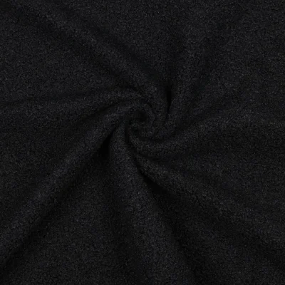Tissu Bouclette Teddy envers Polaire uni Noir profond - Par 10 cm