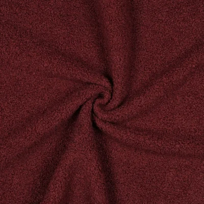 Tissu Bouclette Teddy envers Polaire uni Bordeaux - Par 10 cm