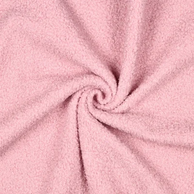Tissu Bouclette Teddy envers Polaire uni Rose bébé - Par 10 cm