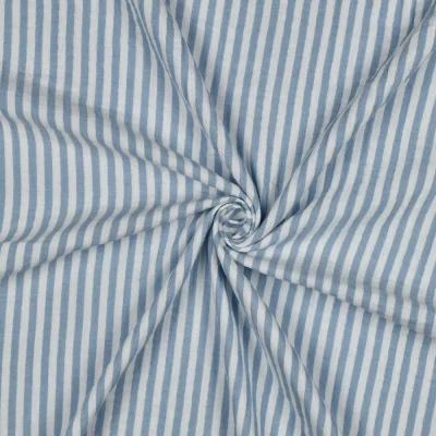 Tissu Double gaze de Coton fil teint Rayures Bleu ancien sur fond Blanc - Par 10 cm
