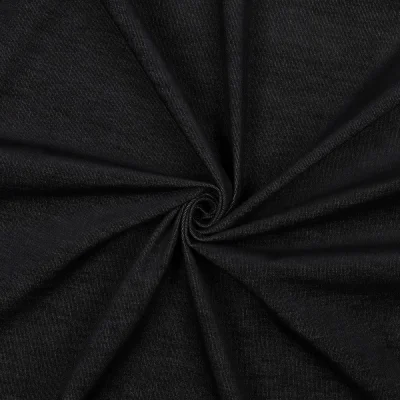Tissu Jeans Velours milleraies uni Noir - Par 10 cm