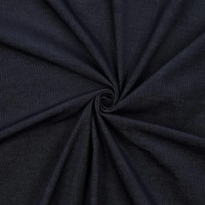 Tissu Jeans Velours milleraies uni Bleu marine - Par 10 cm