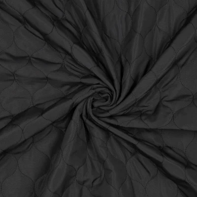 Tissu Matelassé réversible Paula uni Noir - Par 10 cm
