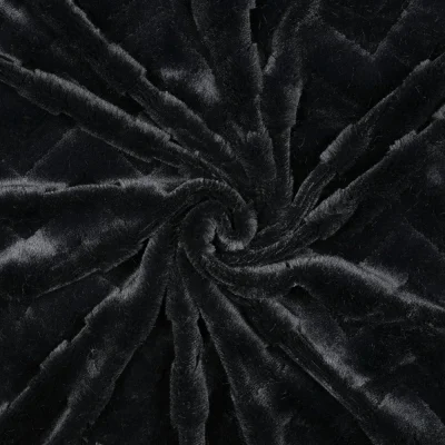 Tissu Fausse fourrure Chevrons en relief uni Noir - Par 10 cm