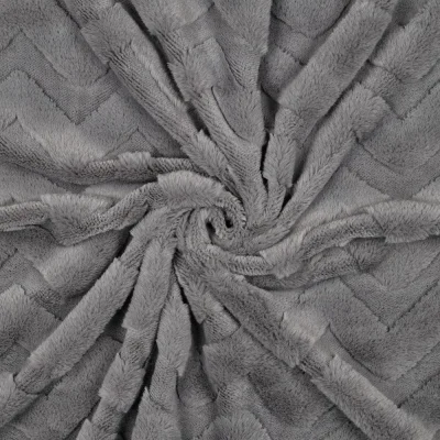 Tissu Fausse fourrure Chevrons en relief uni Gris - Par 10 cm