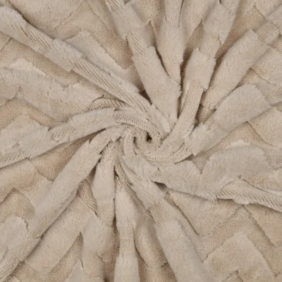 Tissu Fausse fourrure Chevrons en relief uni Beige - Par 10 cm