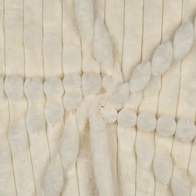 Tissu Fausse fourrure à rayures uni Ecru - Par 10 cm