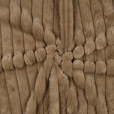 Tissu Fausse fourrure à rayures uni Marron clair - Par 10 cm