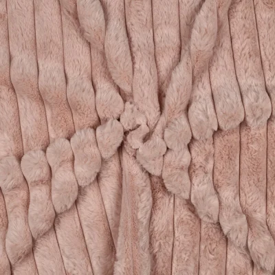 Tissu Fausse fourrure à rayures uni Vieux rose - Par 10 cm