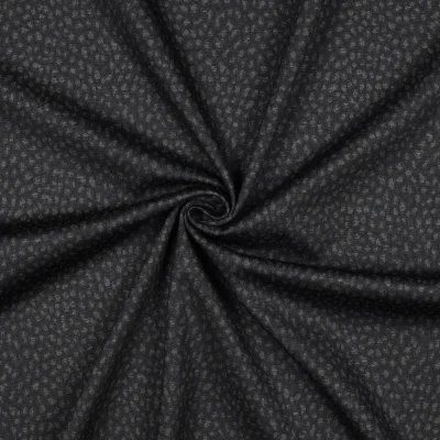 Tissu Jersey Milano motif moucheté gris anthracite sur fond Noir - Par 10 cm