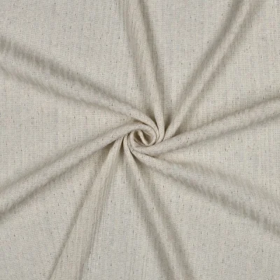Tissu Maille Tricot Lin Bandes torsadées sur fond Ecru - Par 10 cm