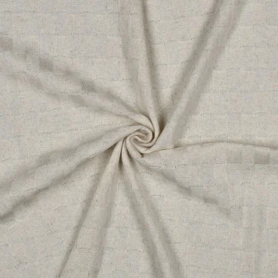 Tissu Maille Tricot Lin Carreaux inversés sur fond Ecru - Par 10 cm