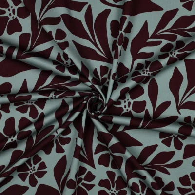 Tissu Viscose stretch imprimé Rosella Vert sauge - Par 10 cm