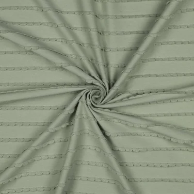 Tissu Jersey Coton à volants uni Vert sauge - Par 10 cm