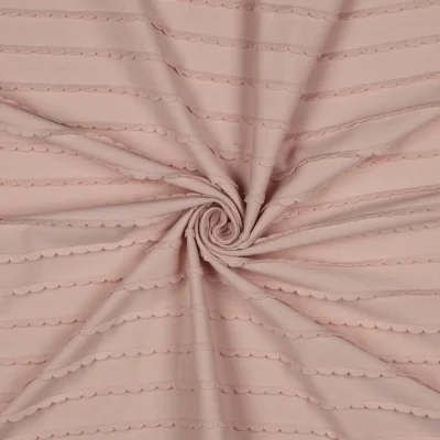 Tissu Jersey Coton à volants uni Rose poudré - Par 10 cm