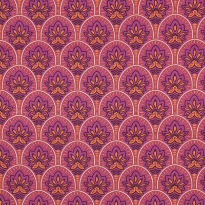 Tissu Coton enduit Art déco sur fond Rose - Par 10 cm