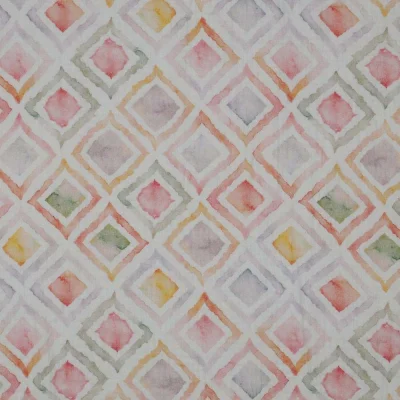 Tissu Double gaze Losanges décolorés sur fond Blanc - Par 10 cm