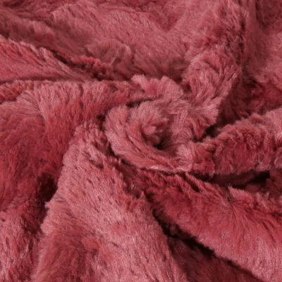 Tissu Fausse fourrure Lincia sur fond Terracotta - Par 10 cm