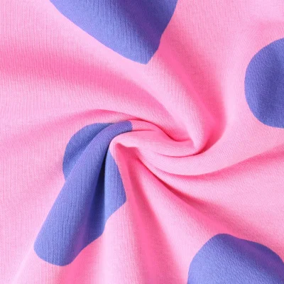 Tissu Jersey Coton coeurs Léane bleus sur fond Rose bonbon - Par 10 cm
