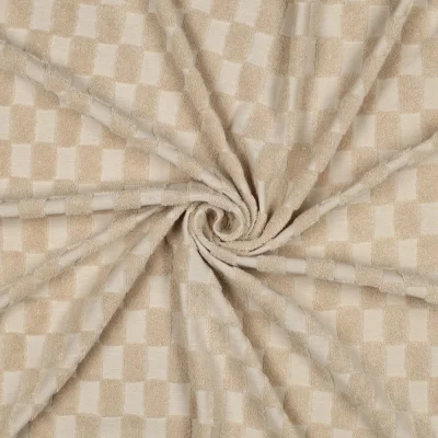 Tissu Jersey carreaux éponge uni Beige - Par 10 cm
